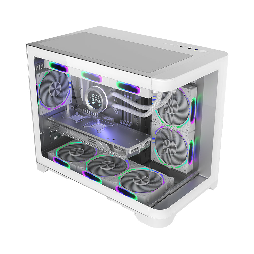 1st player Casing Uview UV6 ARGB Mid-Tower Fish Tank white 3 Pre Installed Fan 1st player Casing Uview UV6 ARGB Mid-Tower Fish Tank white 3 Pre Installed Fan